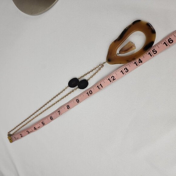 Vintage Brown & Gold Pendant Chain Necklace - Picture 7 of 7